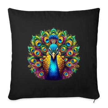Paon - Housse de coussin décorative 45 x 45 cm - noir - Devant