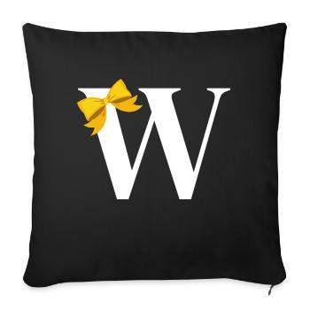Letter w yellow bow - Sofa pillowcase 17,3'' x 17,3'' (45 x 45 cm) - black - Front