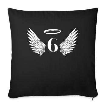 Number 6 Angel - 6th Birthday Wings - Sofa pillowcase 17,3'' x 17,3'' (45 x 45 cm) - black - Front