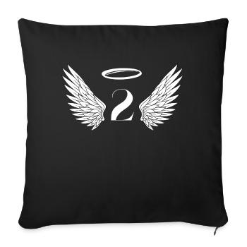 Number 2 Angel - 2nd Birthday Wings - Sofa pillowcase 17,3'' x 17,3'' (45 x 45 cm) - black - Front