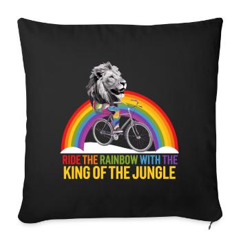 Lion Riding Rainbow with Jungle Text - Sofa pillowcase 17,3'' x 17,3'' (45 x 45 cm) - black - Front