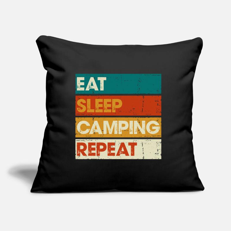 Manger dormir camping répéter rayé graphique Housse de coussin décorative 45 x 45 cm