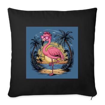 Flamingo Pink Animal Lustiges Sommer - Sofakissenbezug 45 x 45 cm - Schwarz - Vorne