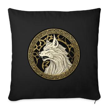 Valhalla Wolf Wolves Odin's Runes Norse Compass - Sofa pillowcase 17,3'' x 17,3'' (45 x 45 cm) - black - Front