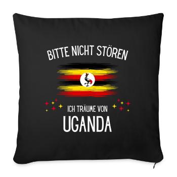 Bitte Nicht Stören Ich Träume Von Uganda - Sofakissenbezug 45 x 45 cm - Schwarz - Vorne