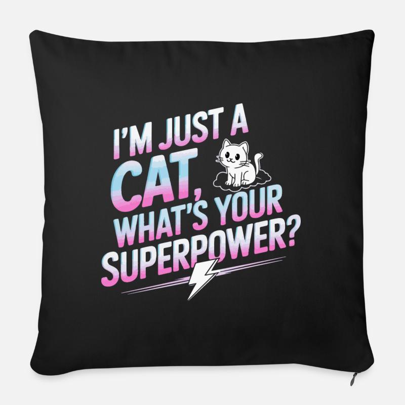 Ermächtigendes Katzen-Cartoon-Zitat-Design - Sofakissenbezug 45 x 45 cm - Schwarz