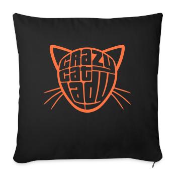 Chat fou Dame Texte Folle Femme Chats Amour - Housse de coussin décorative 45 x 45 cm - noir - Devant