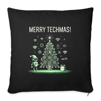 Fröhliche Techmas - Roboter und Schaltkreis-Weihna - Sofakissenbezug 45 x 45 cm - Schwarz - Vorne