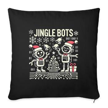 Jingle Bots - Christmas Robots with Binary Code - Sofa pillowcase 17,3'' x 17,3'' (45 x 45 cm) - black - Front