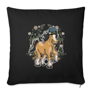 Montagnes Cheval Chevaux Alpes Tyrol Ferrures tyroliennes - Housse de coussin décorative 45 x 45 cm - noir - Devant