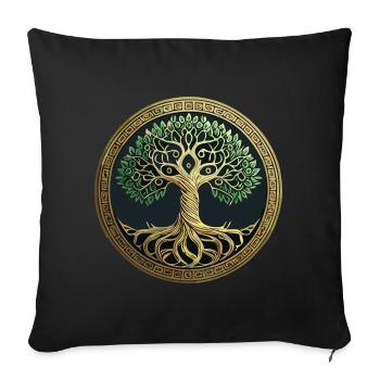Arbre de Vie Viking Midgard Thor Valhalla - Housse de coussin décorative 45 x 45 cm - noir - Devant