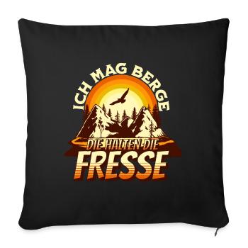 I like mountains that keep their mouths shut Hiking motif - Sofa pillowcase 17,3'' x 17,3'' (45 x 45 cm) - black - Front