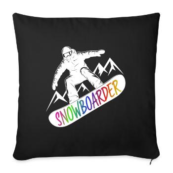 Snowboarders Snowboard Snowboard Sports d’hiver - Housse de coussin décorative 45 x 45 cm - noir - Devant