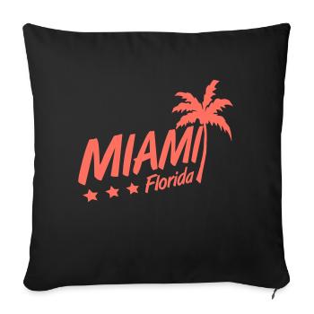 Miami États-Unis Palm Trees Beach Sun America Floride Logo - Housse de coussin décorative 45 x 45 cm - noir - Devant