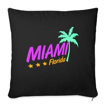 Miami États-Unis Palm Trees Beach Sun America Floride Logo - Housse de coussin décorative 45 x 45 cm - noir - Devant