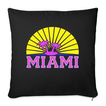 Miami États-Unis Palm Trees Beach Sun America Floride Logo - Housse de coussin décorative 45 x 45 cm - noir - Devant