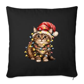 Chat de Noël - Housse de coussin décorative 45 x 45 cm - noir - Devant