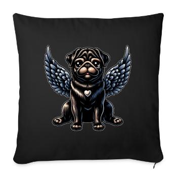 Ange carlin mignon de style baroque gothique - Housse de coussin décorative 45 x 45 cm - noir - Devant