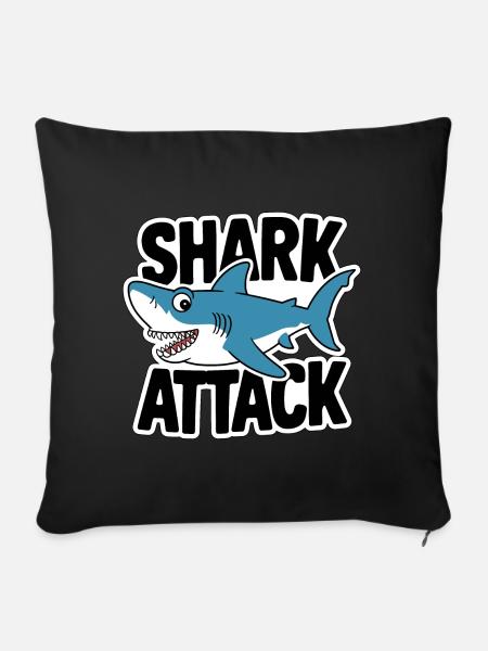 Hai Shark Attack Meeresliebhaber - Sofakissenbezug 45 x 45 cm - Schwarz