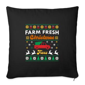 Frische Weihnachtsbäume vom Bauernhof - Sofakissenbezug 45 x 45 cm - Schwarz - Vorne