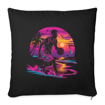 Basketball Synthwave - Sofa pillowcase 17,3'' x 17,3'' (45 x 45 cm) - black - Front