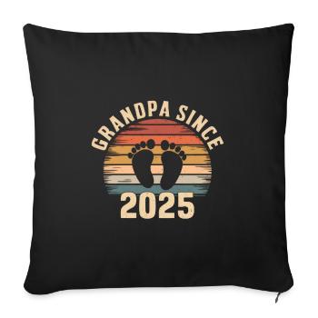 Papy depuis 2025 - Housse de coussin décorative 45 x 45 cm - noir - Devant