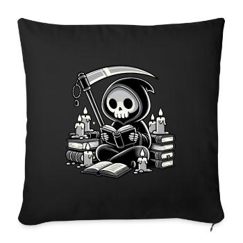 Grim Reaper Bookworm with Scythe - Sofa pillowcase 17,3'' x 17,3'' (45 x 45 cm) - black - Front