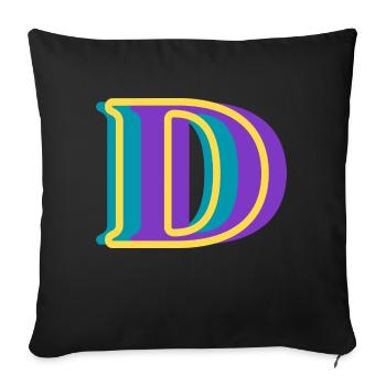 Mehrfarbiger Buchstabe d – originelle Geschenkidee - Sofakissenbezug 45 x 45 cm - Schwarz - Vorne