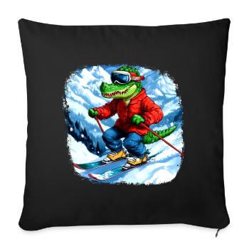 Crocodile Skier - Sofa pillowcase 17,3'' x 17,3'' (45 x 45 cm) - black - Front