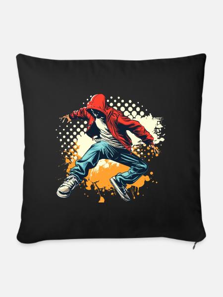 Breakdancer Grafik - Sofakissenbezug 45 x 45 cm - Schwarz