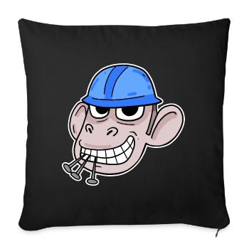 Monkey Construction Site Construction Worker - Sofa pillowcase 17,3'' x 17,3'' (45 x 45 cm) - black - Front