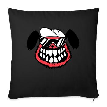 chien monstre méchant dangereux dents sourire sourire - Housse de coussin décorative 45 x 45 cm - noir - Devant