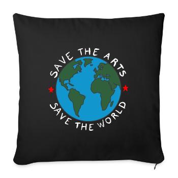 Sauvez les arts Sauvez le monde Militant écologiste de la Terre - Housse de coussin décorative 45 x 45 cm - noir - Devant