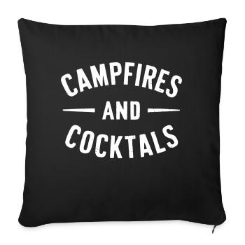 Graphique feux de camp et cocktails - Housse de coussin décorative 45 x 45 cm - noir - Devant