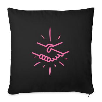 Poignée de main Main Amitié Amis - Housse de coussin décorative 45 x 45 cm - noir - Devant