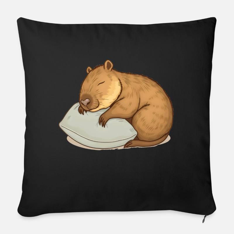 Cute sleeping capybara - Sofa pillowcase 17,3'' x 17,3'' (45 x 45 cm) - black