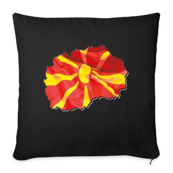 Drapeau de la Macédoine sur la carte de la Macédoine - Housse de coussin décorative 45 x 45 cm - noir - Devant