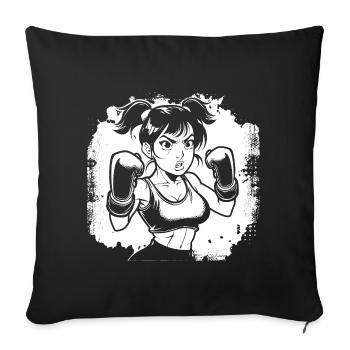 Female Boxer - Sofa pillowcase 17,3'' x 17,3'' (45 x 45 cm) - black - Front