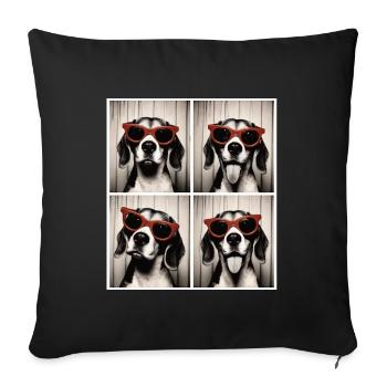 Photobooth Beagle avec lunettes de soleil rouges - Housse de coussin décorative 45 x 45 cm - noir - Devant