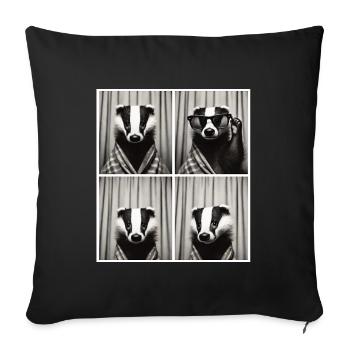 Vintage Photo Strip: Badger with Sunglasses - Sofa pillowcase 17,3'' x 17,3'' (45 x 45 cm) - black - Front