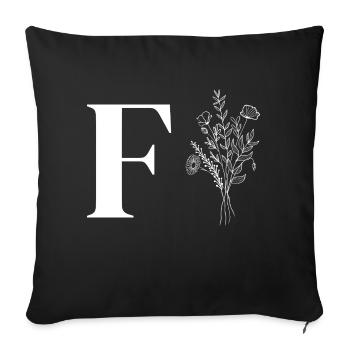Lette f fleurs minimalistes - Housse de coussin décorative 45 x 45 cm - noir - Devant