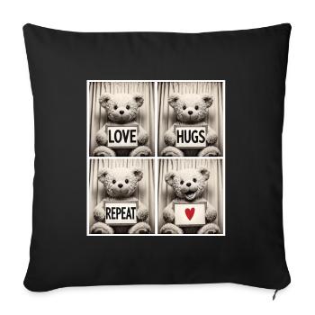 Teddy Bear – Love Hugs Repeat - Housse de coussin décorative 45 x 45 cm - noir - Devant
