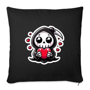 Amour mignon de la faucheuse - Housse de coussin décorative 45 x 45 cm - noir - Devant