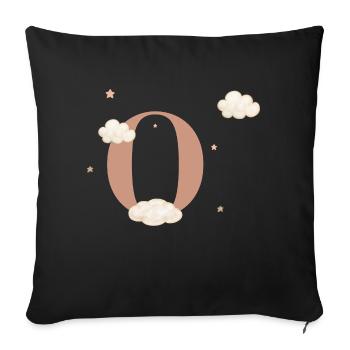 Lettre o nuages étoiles - Housse de coussin décorative 45 x 45 cm - noir - Devant