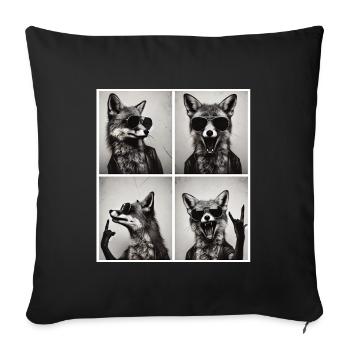 Rocking fox with sunglasses – Cool & Wild - Sofa pillowcase 17,3'' x 17,3'' (45 x 45 cm) - black - Front