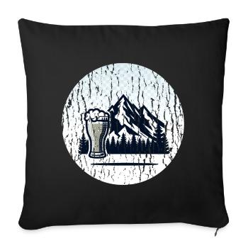 Mountain landscape with beer glass - Sofa pillowcase 17,3'' x 17,3'' (45 x 45 cm) - black - Front