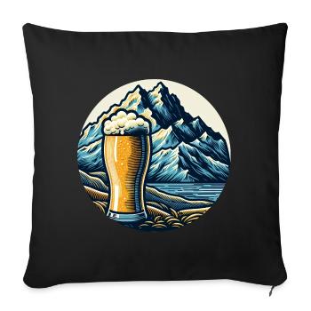 Gebirgs-Bierlandschaft Illustration - Sofakissenbezug 45 x 45 cm - Schwarz - Vorne