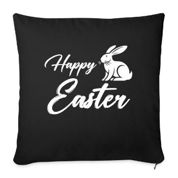 Bunny Happy Easter - Sofa pillowcase 17,3'' x 17,3'' (45 x 45 cm) - black - Front