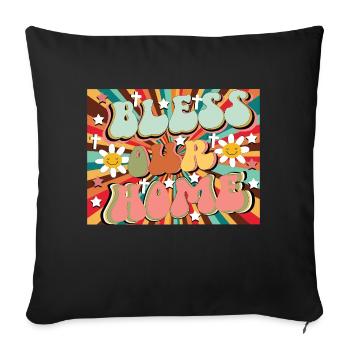 bless our home - Sofa pillowcase 17,3'' x 17,3'' (45 x 45 cm) - black - Front