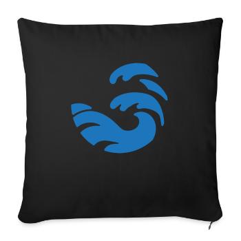Design simple de vague bleue de forme ronde - Housse de coussin décorative 45 x 45 cm - noir - Devant